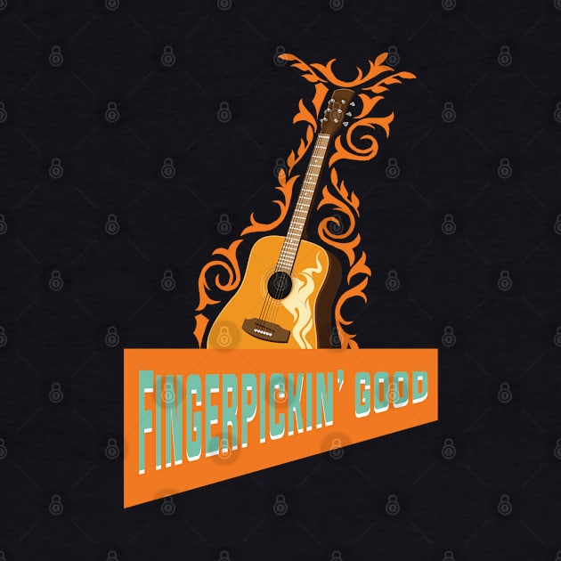 Funny Retro Acoustic Guitar Graphic Design and Guitarist by Riffize